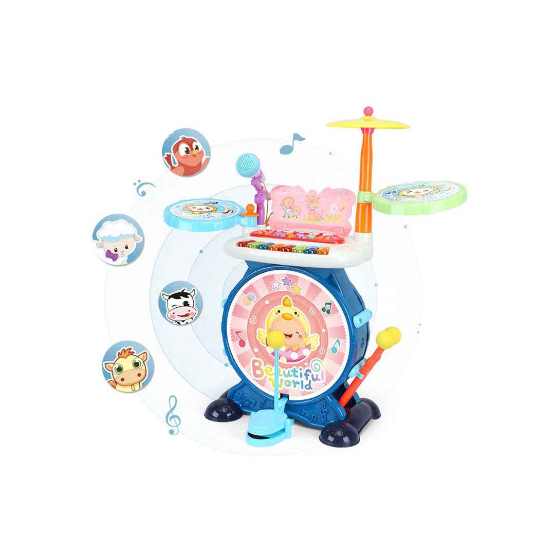 Multi-Functional Drum Toy Set - Includes Piano & Chair - Toyspry