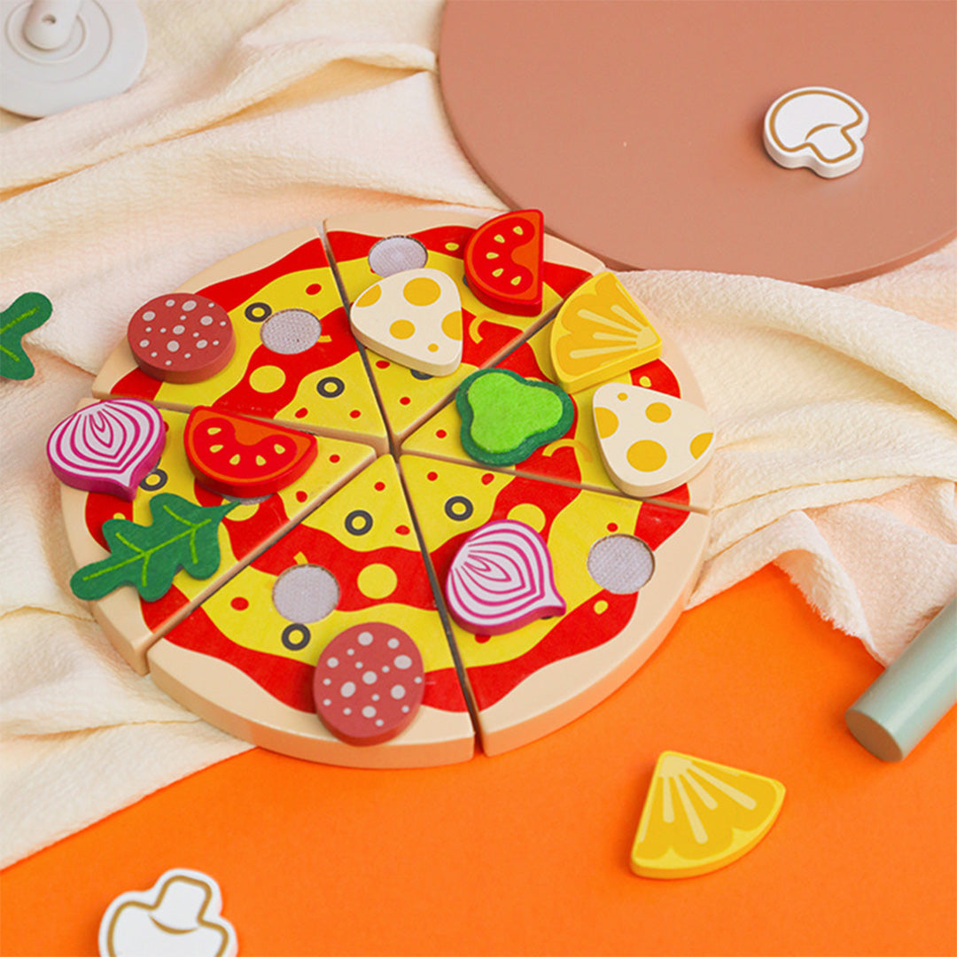 25-Piece Wooden Pizza Set - Montessori Play Food - Toyspry