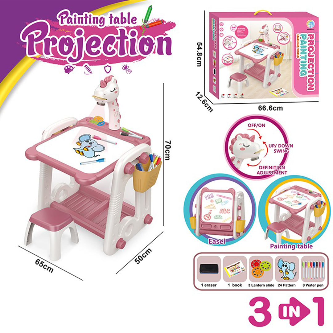 3-in-1 Educational Drawing Table & Musical Projection Easel