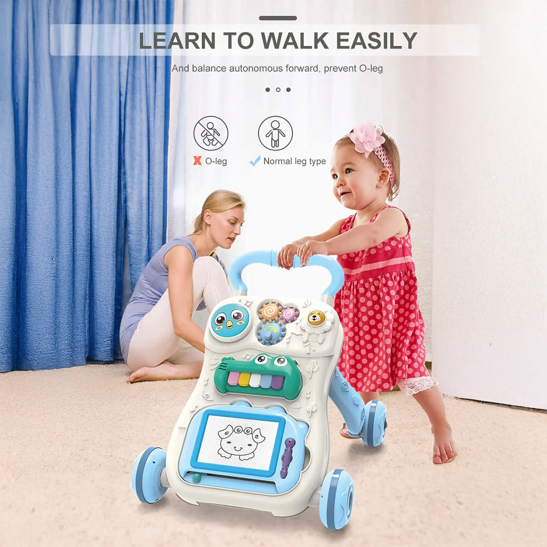 3-in-1 Musical Baby Walker Early Development Toy with Drawing Board & Piano - Toyspry