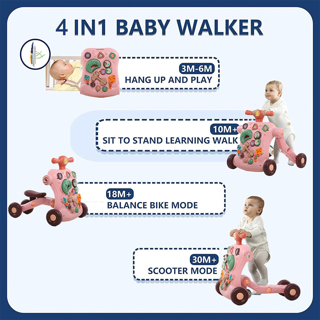4-in-1 Baby Push Walker & Grow-With-Me Learning Toy