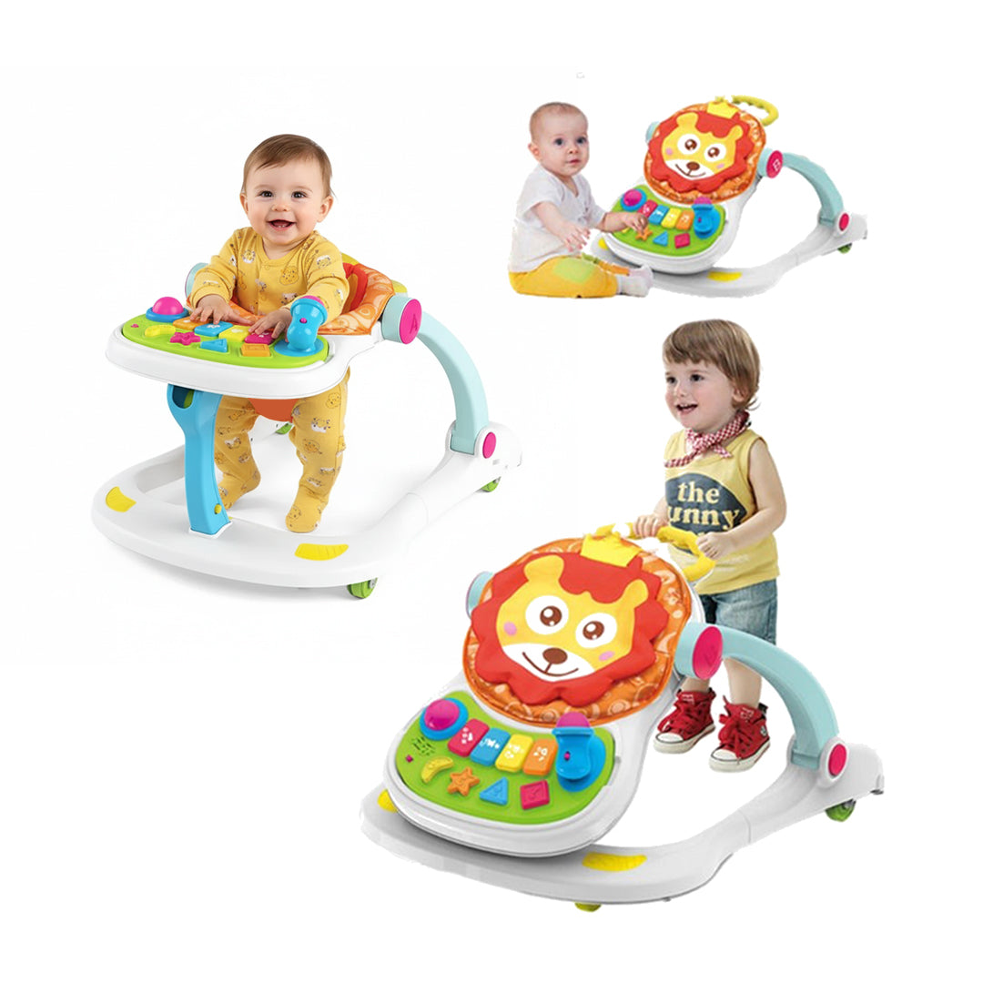 A baby happily pushing the Huanger Baby Walker across the floor. - Toyspry