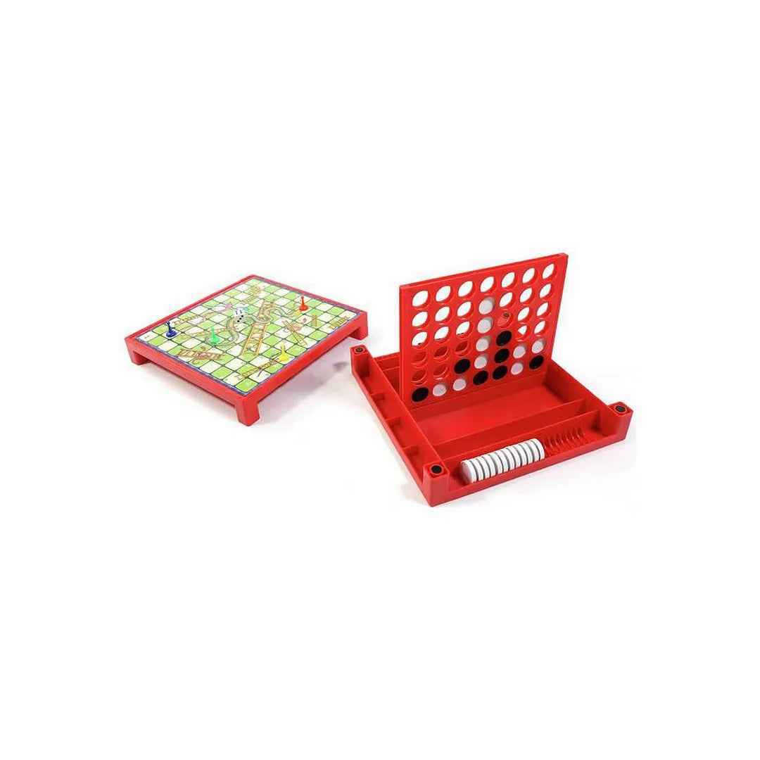 Ambassador 2-in-1 Board Game Combo: 4-in-a-Row & Snakes and Ladders - Toyspry
