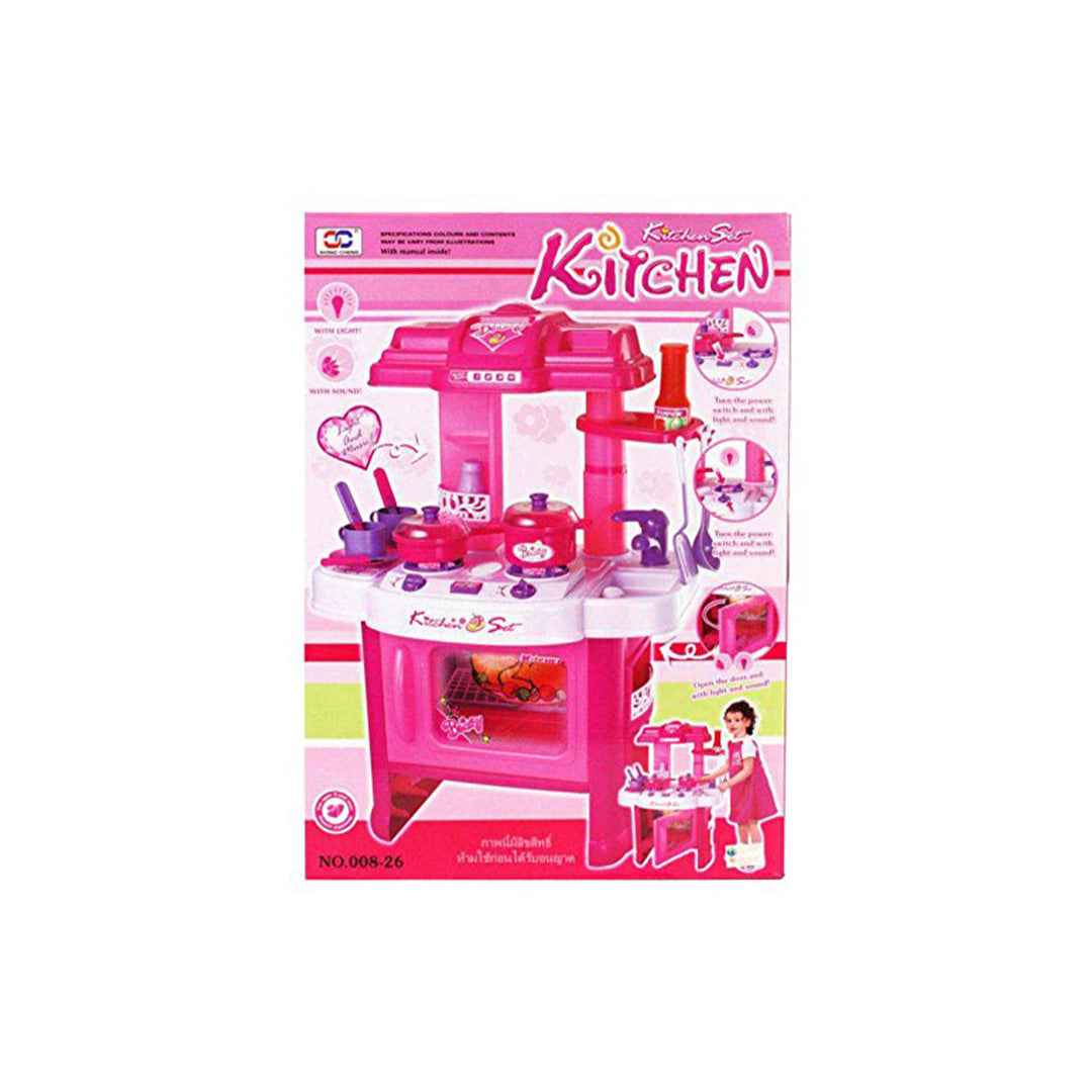 40-Piece Luxury Kids Toy Kitchen Set (Pink) - Lights & Sounds - Toyspry