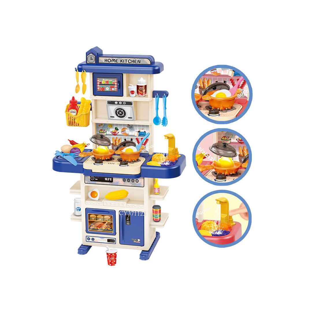 43-Piece Big Kids Toy Kitchen - Mist Spray & Running Water - Toyspry