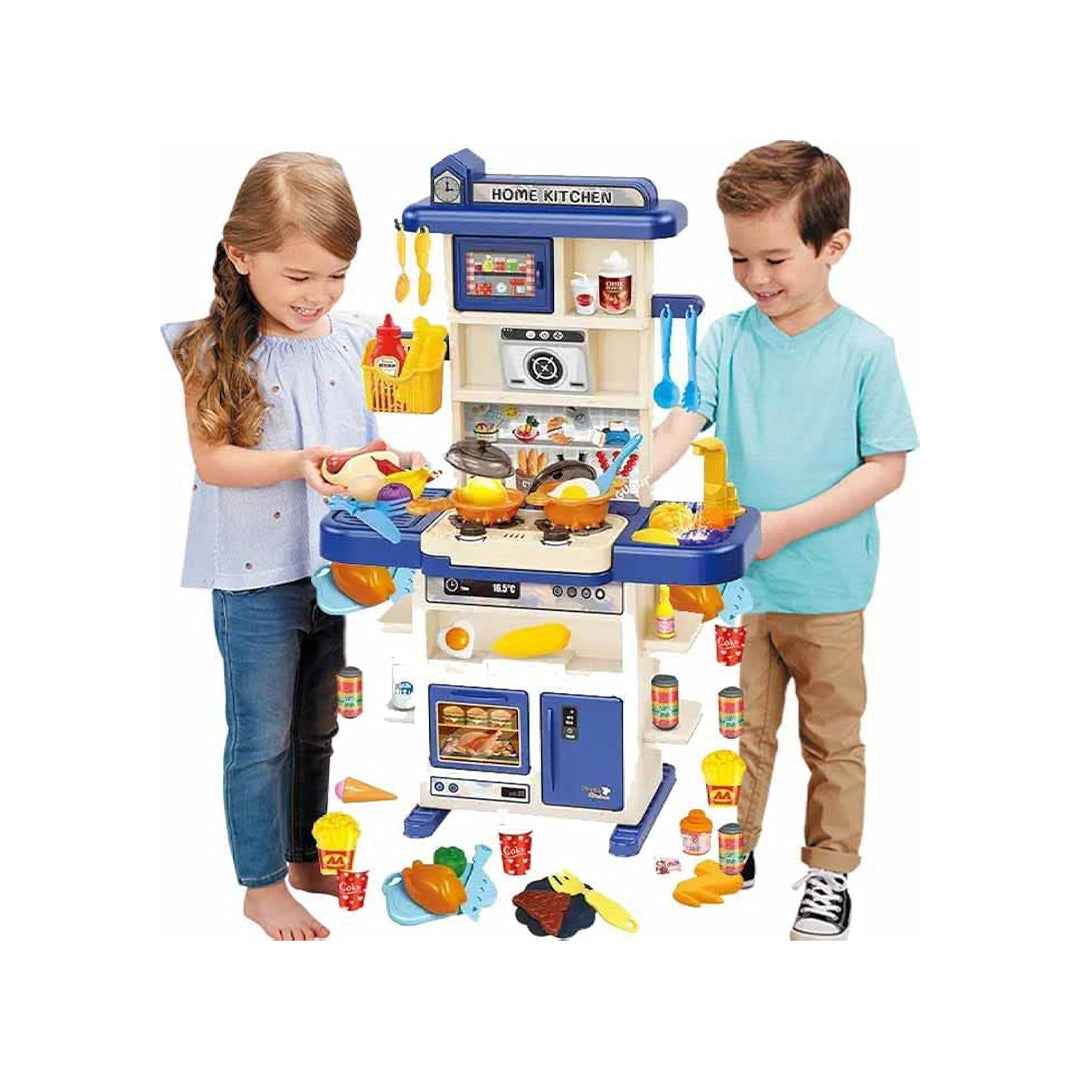 43-Piece Big Kids Toy Kitchen - Mist Spray & Running Water - Toyspry