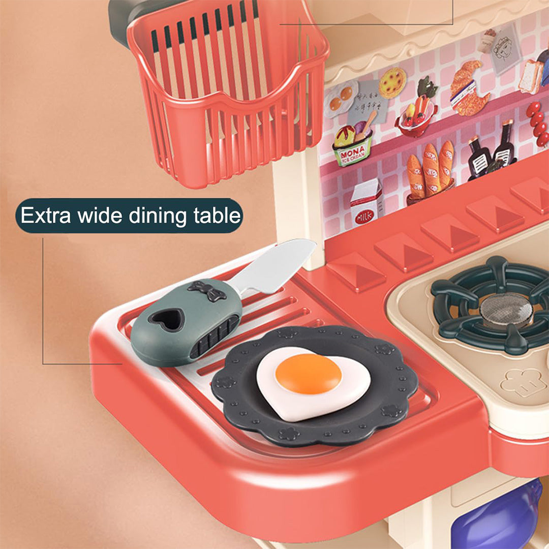 43-Piece Modern Kids Toy Kitchen - Real Steam & Water Circulation - Toyspry