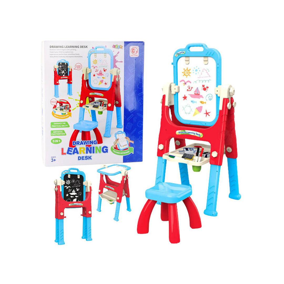 5-in-1 Kids Drawing Board & Learning Desk with Chair
