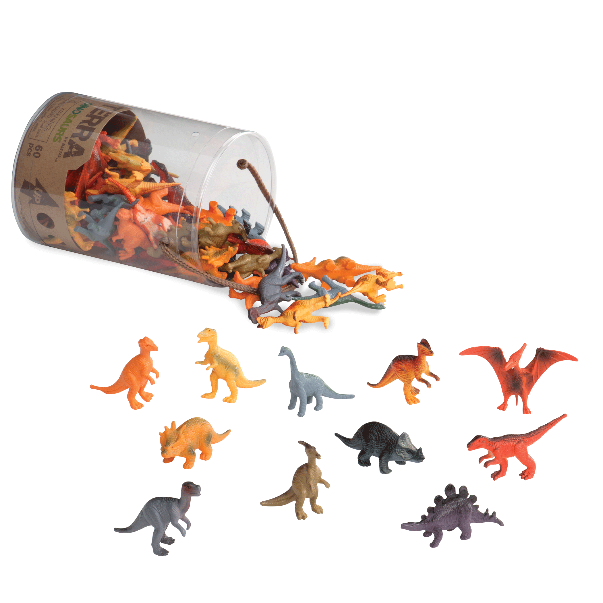 Terra Miniature Dinosaurs - 60-Piece Toy Figure Set - Toyspry