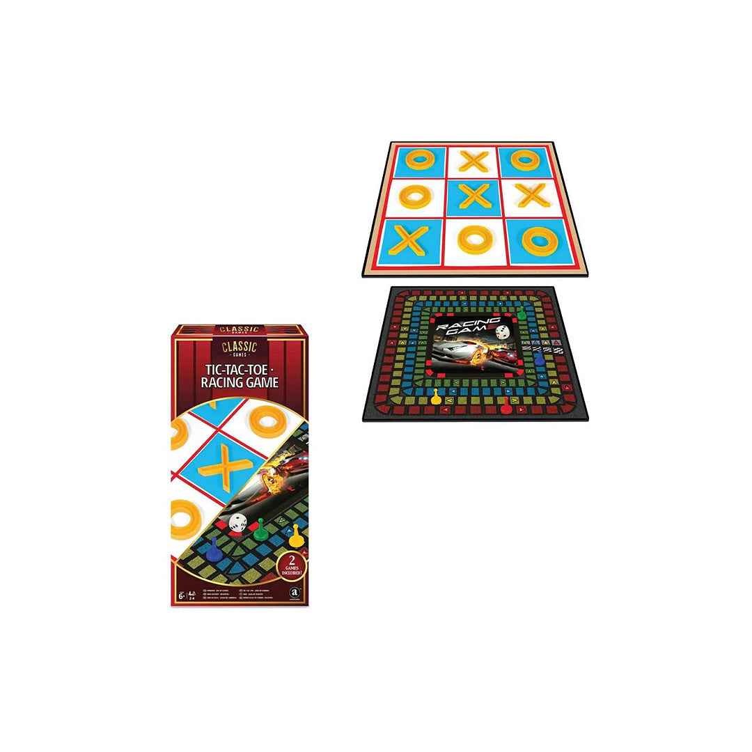 Ambassador 2-in-1 Board Game | Racing Game & Tic-Tac-Toe Classic - Toyspry