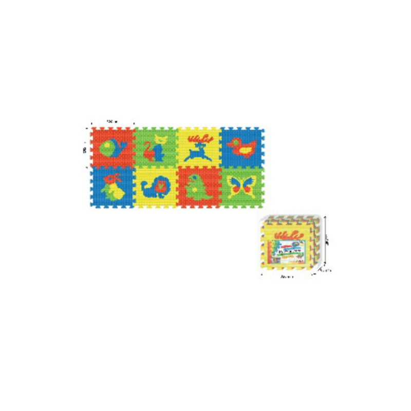 Animal Puzzle Baby Play Mat - 8-Piece Interlocking Learning Mat