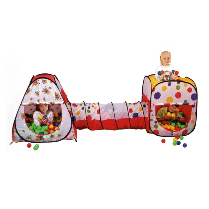 Kids Ball House with Tunnel, 2 Playhouses & 100 Balls
