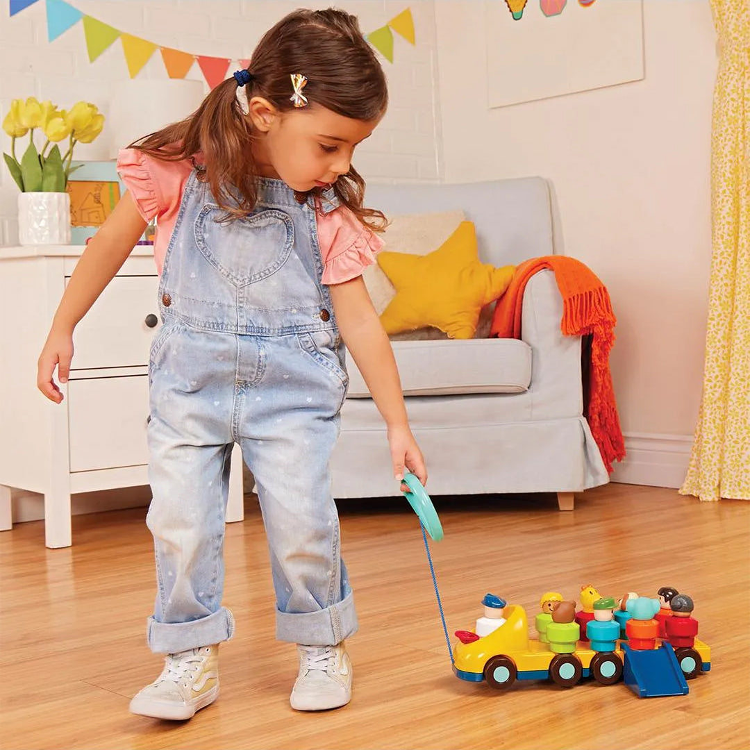 Battat Spinning Bus Interactive Pull-Along Toy - Toyspry