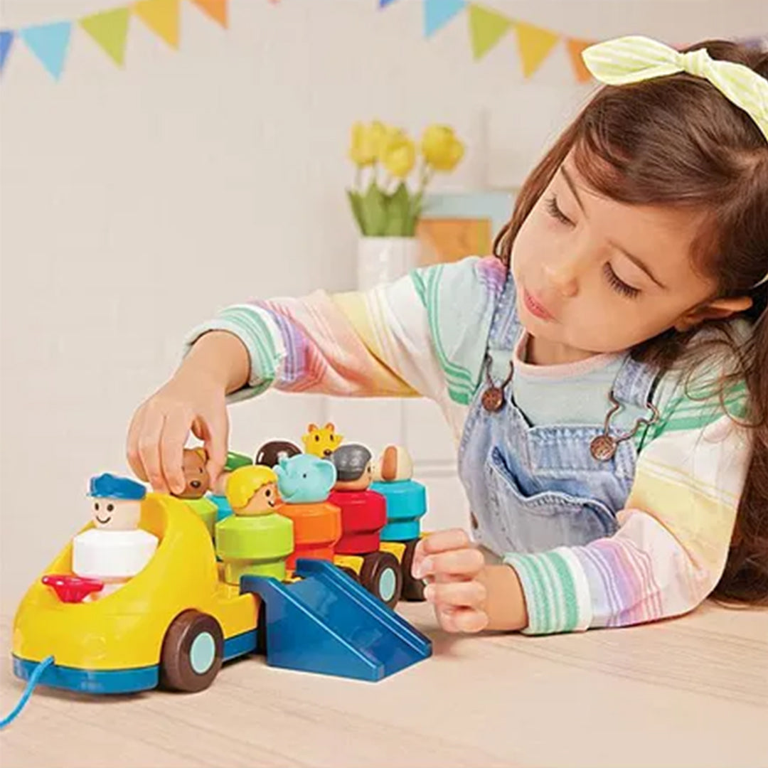 Battat Spinning Bus Interactive Pull-Along Toy - Toyspry