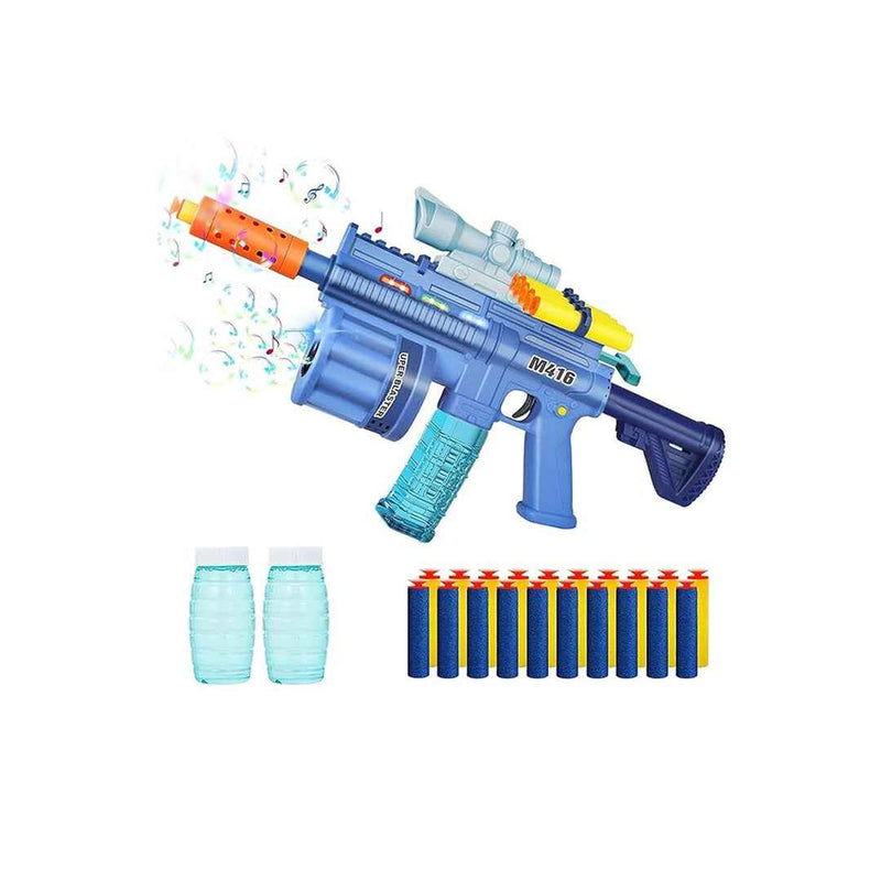 M416 3-in-1 Bubble Gun Toy with Soft Darts, Lights & Music