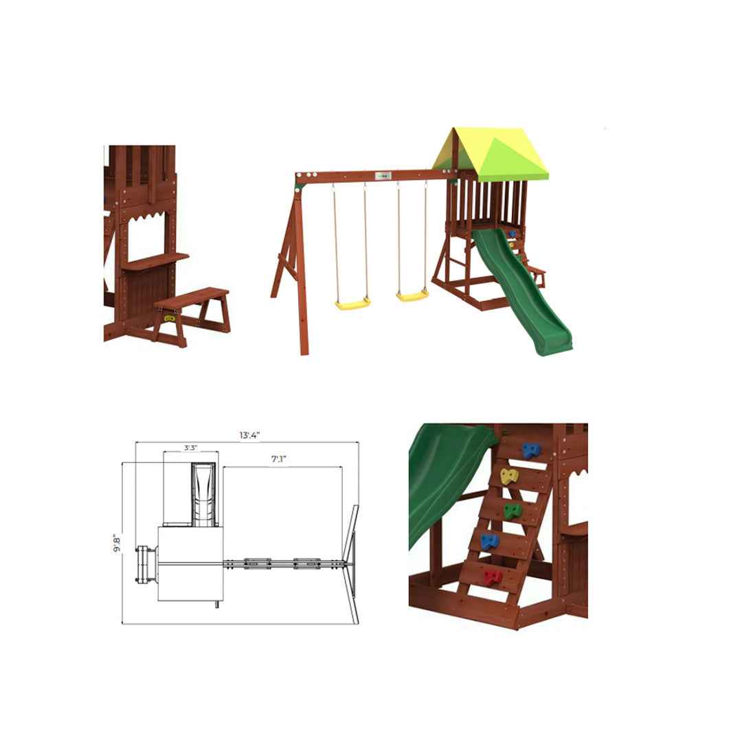 Kiddoro Mighty Jungle Gym - Kids Garden Swing & Slide Playset
