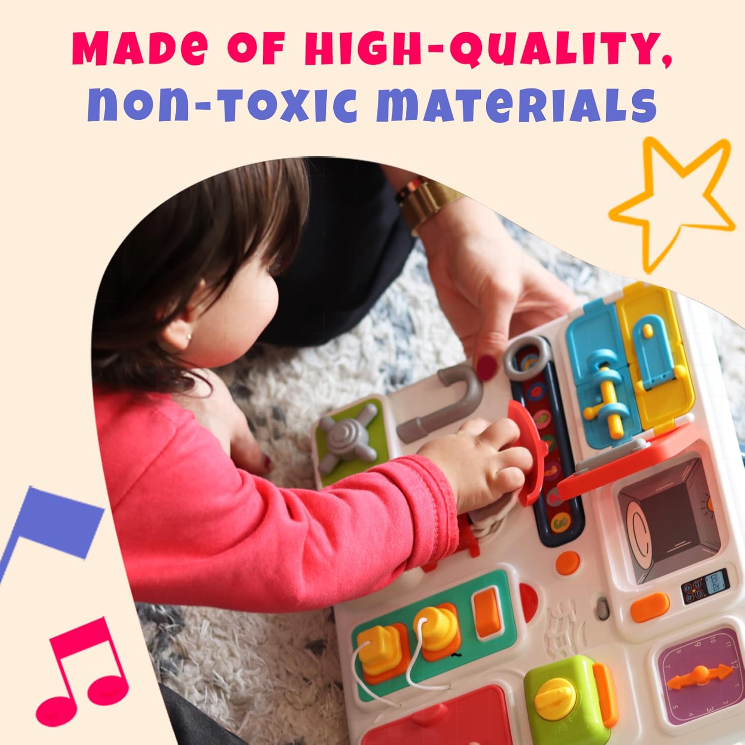 10-in-1 Kids Kitchen Toy Set - Musical Busy Board - Toyspry