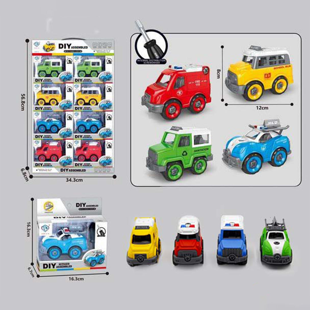 4-in-1 DIY Truck Playset & Construction Toy Car Set
