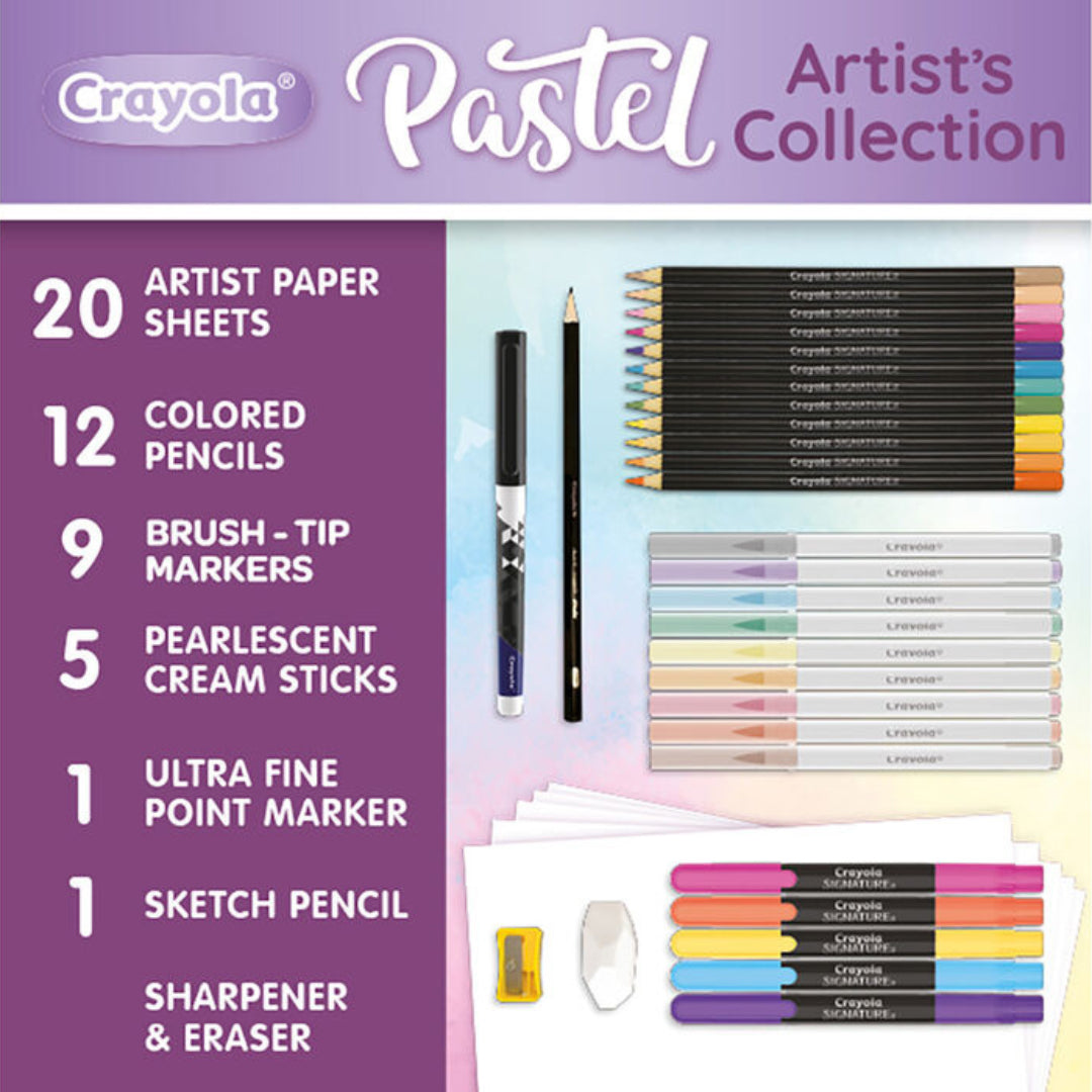 Crayola Pastel Colouring Kit | 50-Piece Art Set for Kids - Toyspry