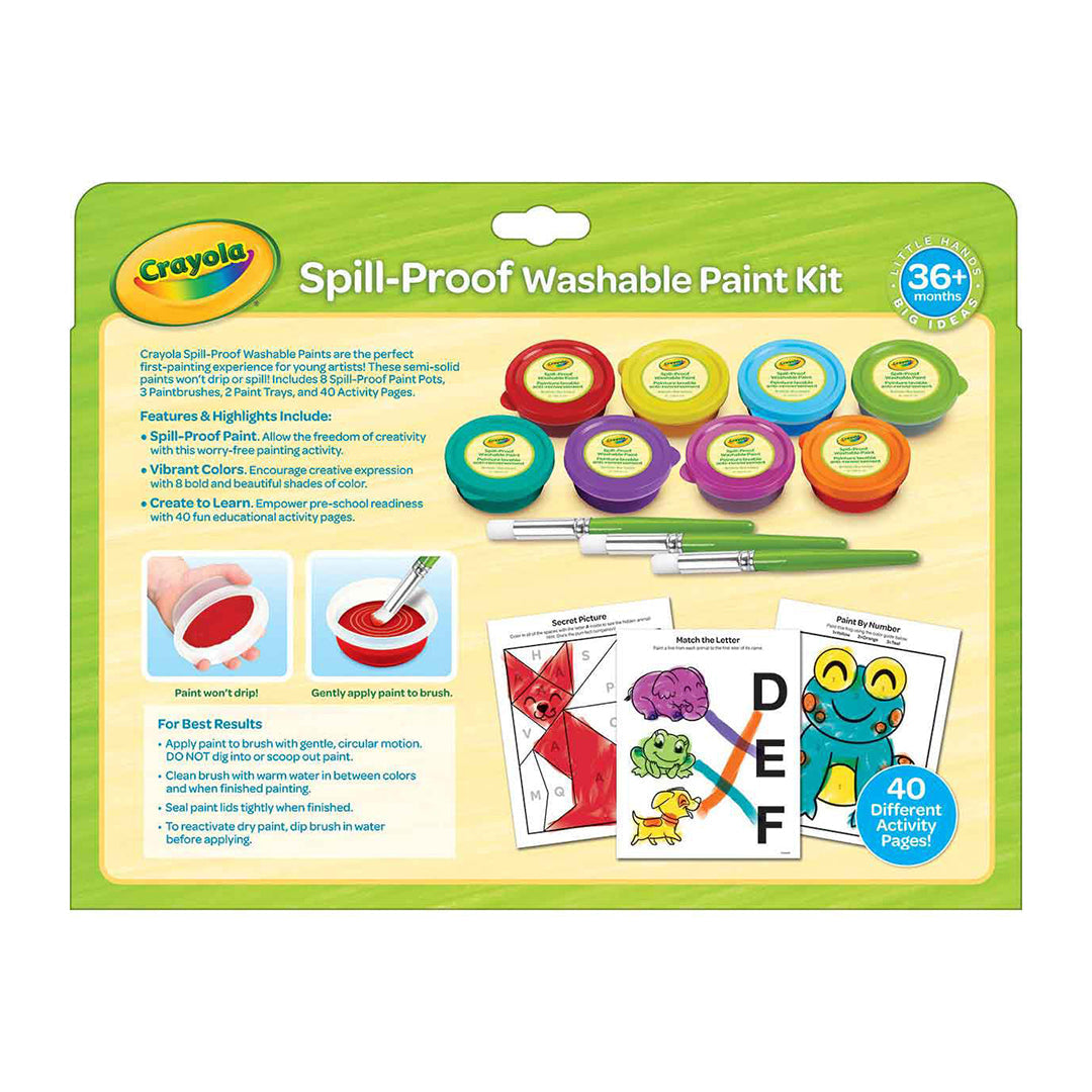 Crayola Spill-Proof Paint Set | Less Mess Washable Paint Activity Kit for Kids