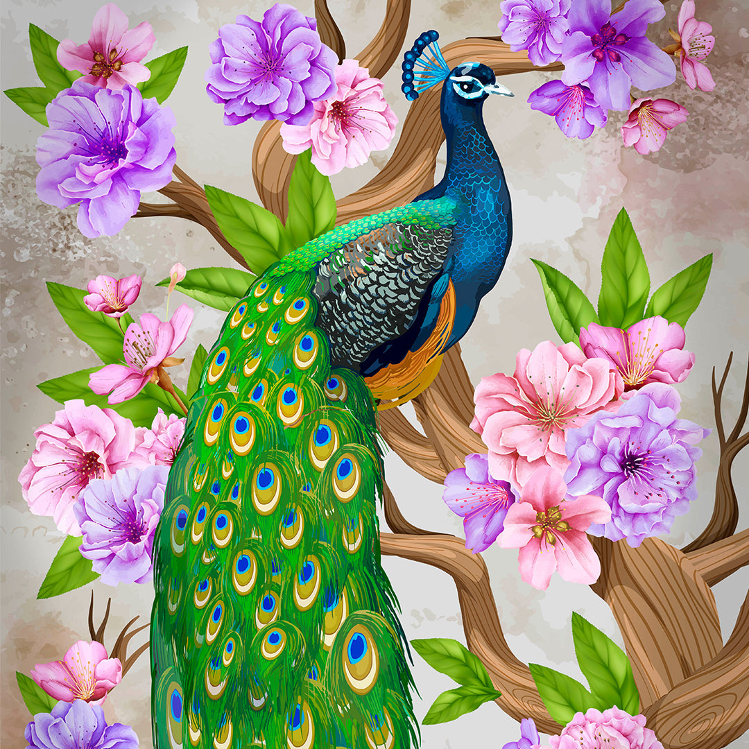 Craft Buddy Peacock Peony Crystal Art Scroll Kit (35x45cm) - Toyspry