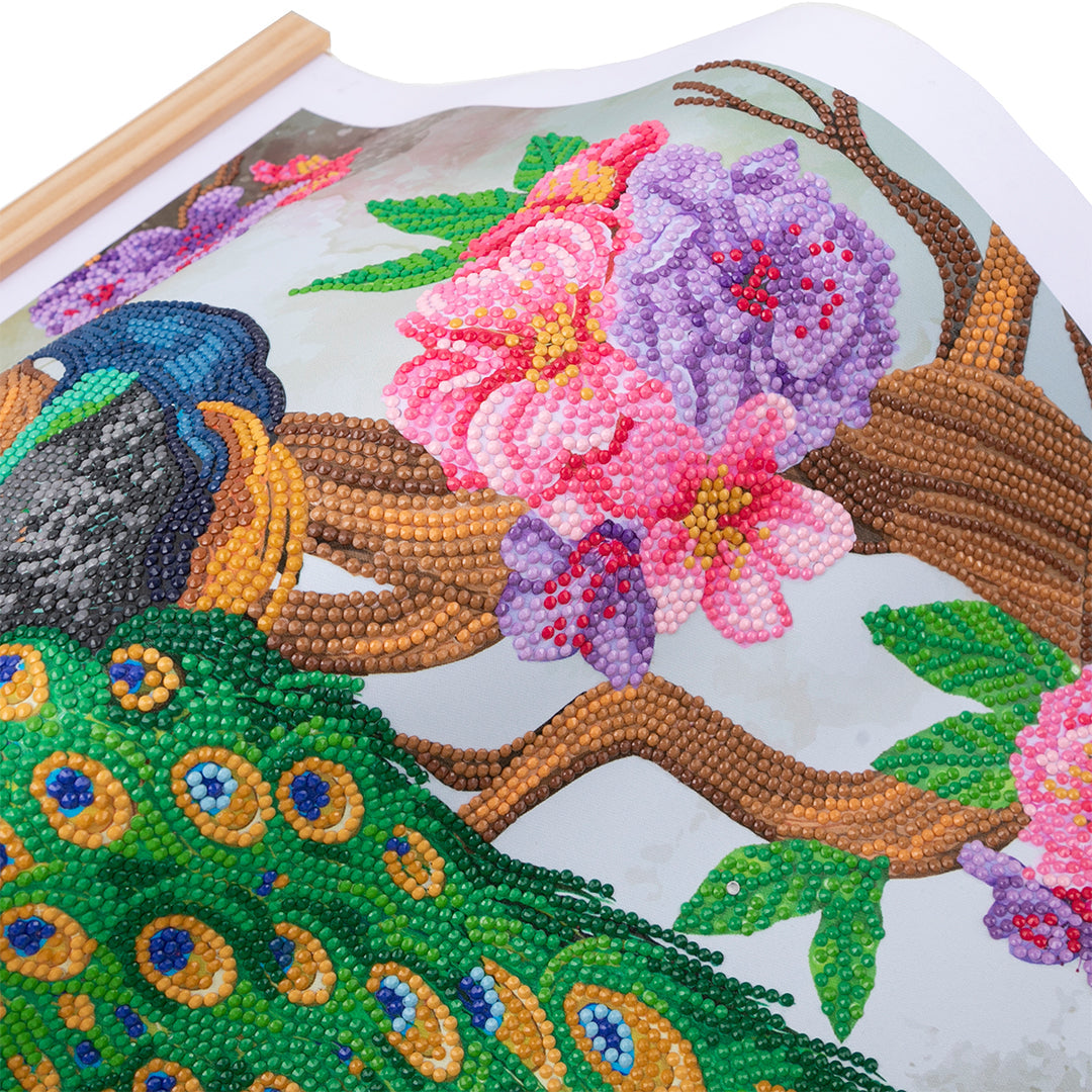Craft Buddy Peacock Peony Crystal Art Scroll Kit (35x45cm)