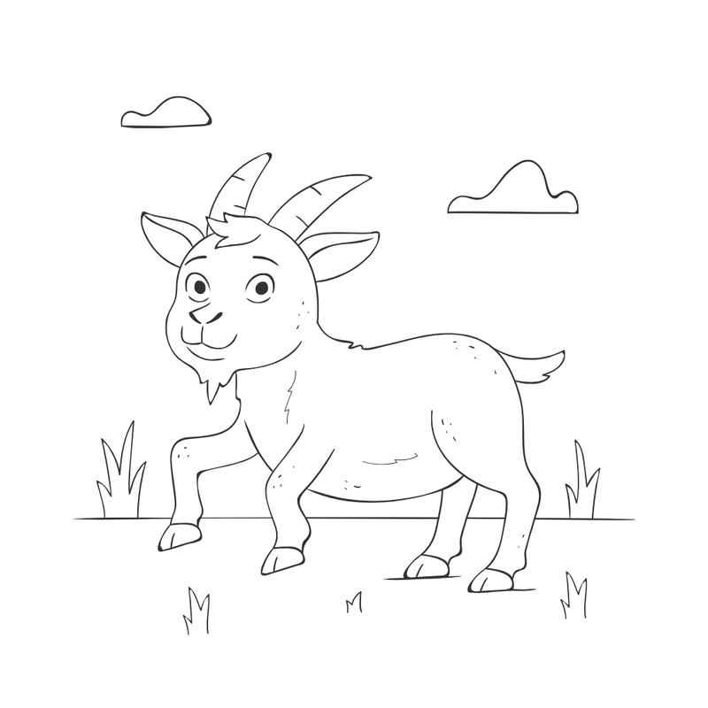 Cute Goat Coloring Page | Free Digital Download
