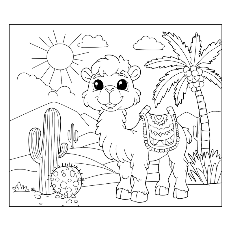 Desert Camel Coloring Page | Free Digital Download