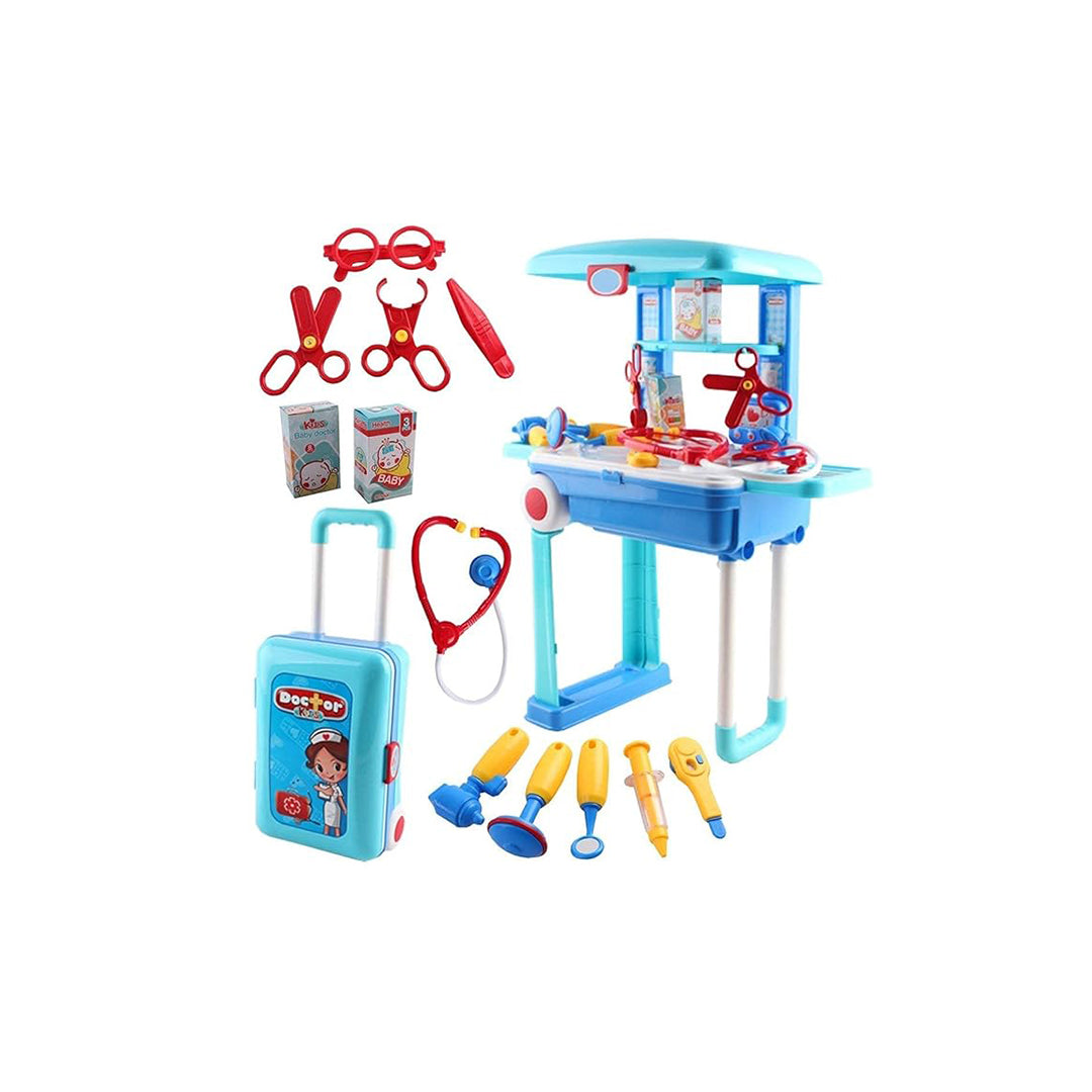 Kids Doctor Play Set - 18-Piece Trolley & Clinic Accessories