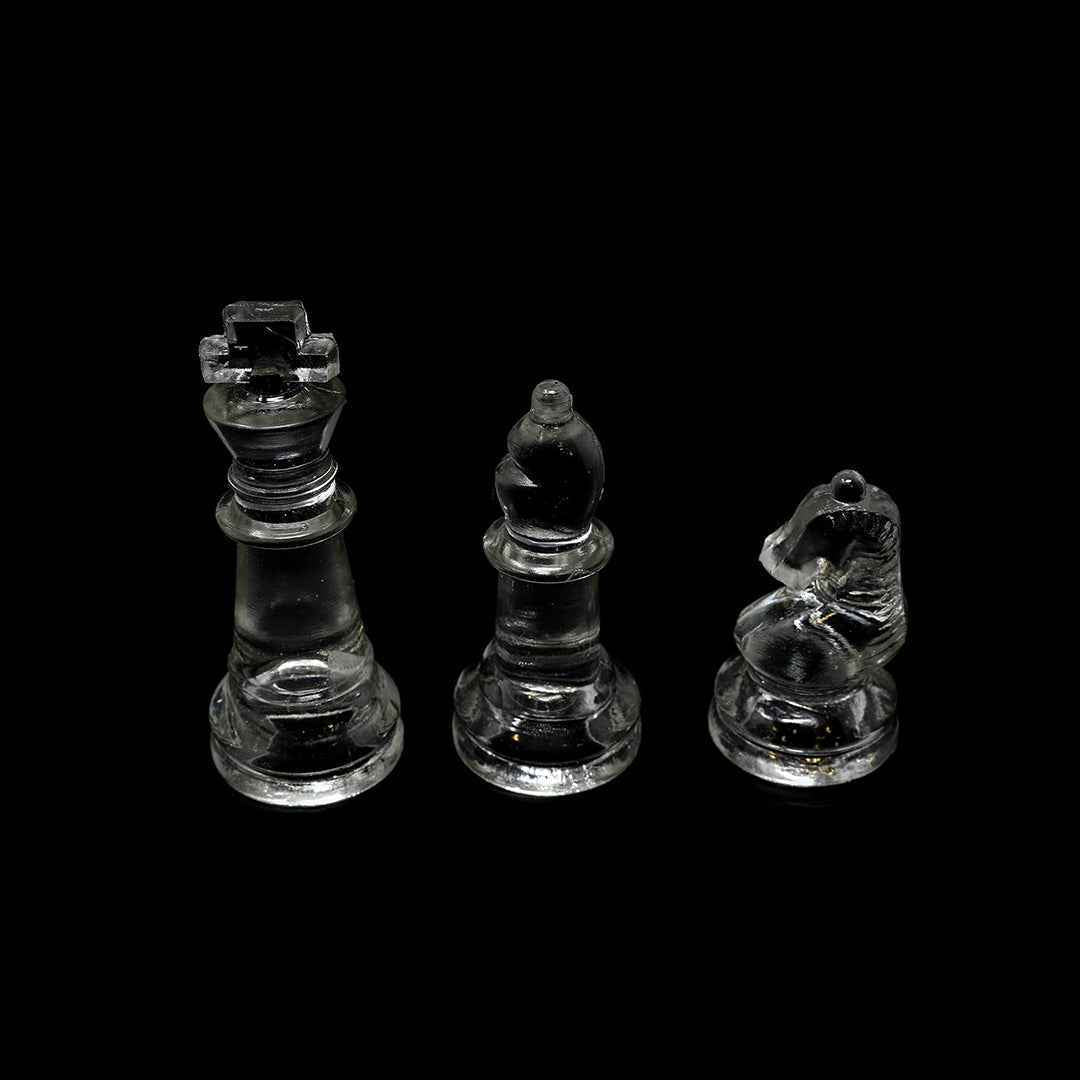 Elegant Glass Chess Set with Felted Pieces