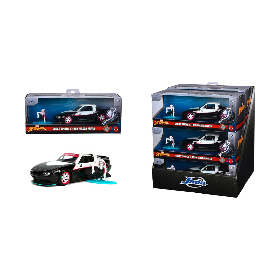 Marvel Ghost Spider Mazda Miata - Diecast Model Car with Figure