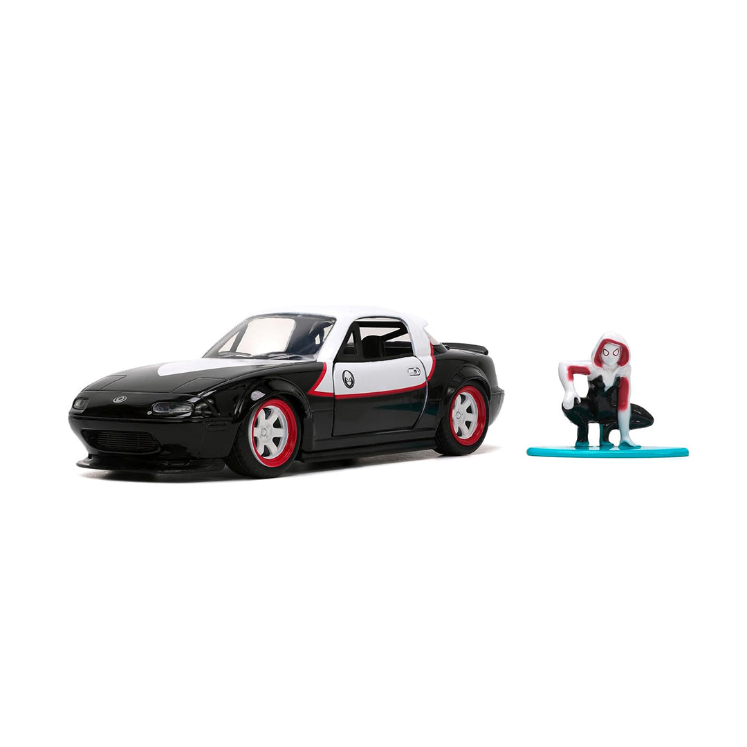 Marvel Ghost Spider Mazda Miata - Diecast Model Car with Figure - Toyspry