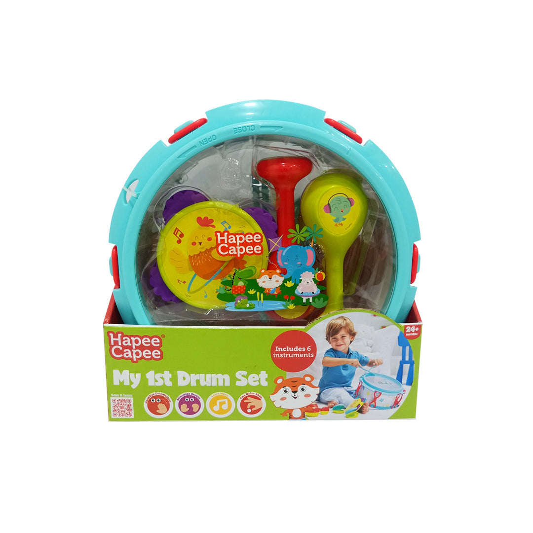 Hapee Capee My 1st Drum Set - Musical Toy with Tambourine & Maracas - Toyspry