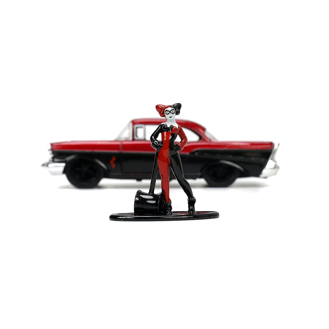 Harley Quinn 1957 Chevy Bel Air - Diecast Model Car with Figure
