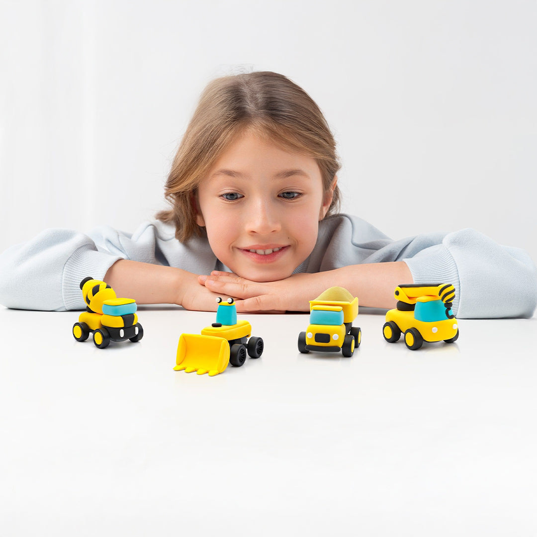 Hey Clay Construction Vehicles - Kids Air-Dry Clay Craft Kit