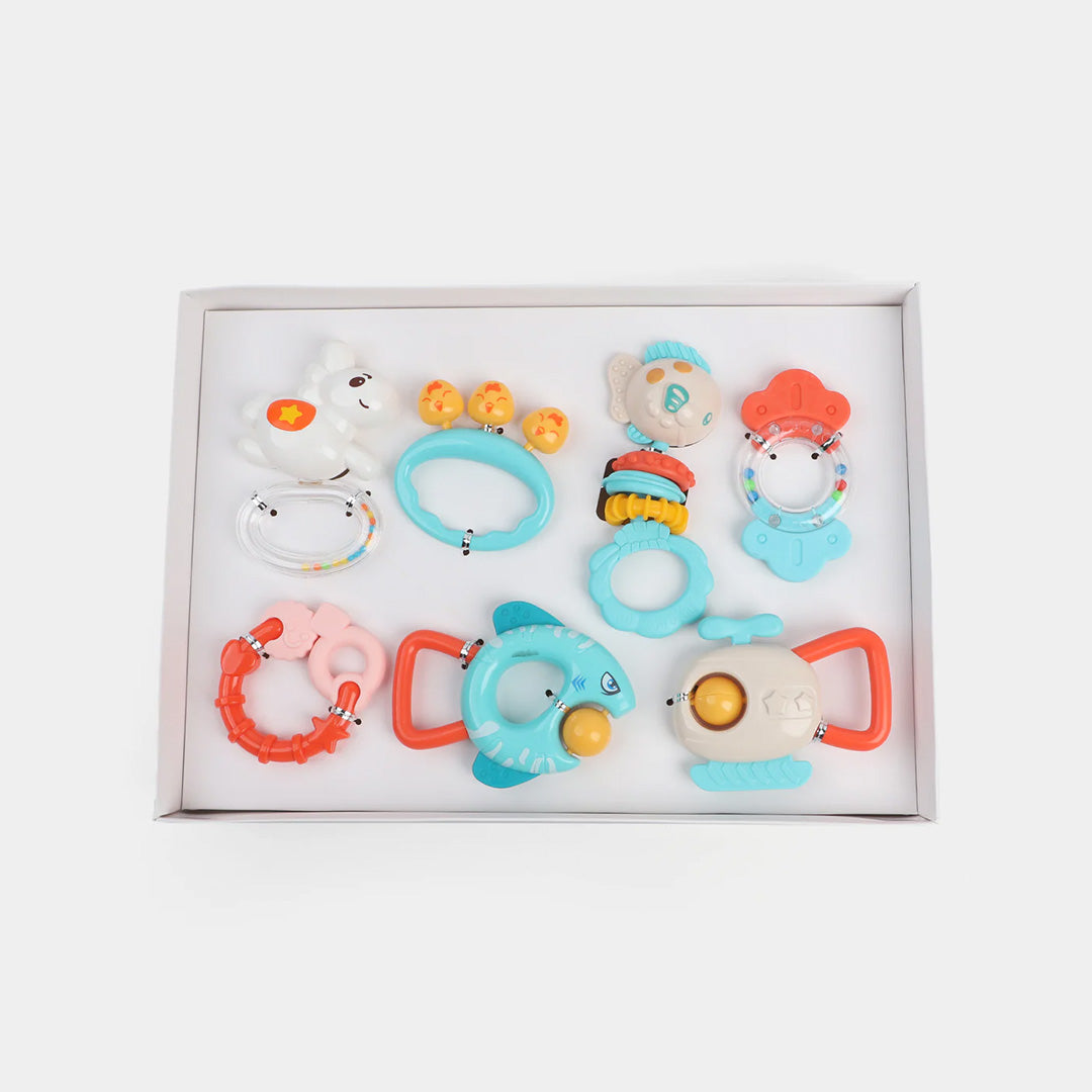 Huanger 7-Piece Baby Rattles & Teether Set - Infant Sensory Toy - Toyspry