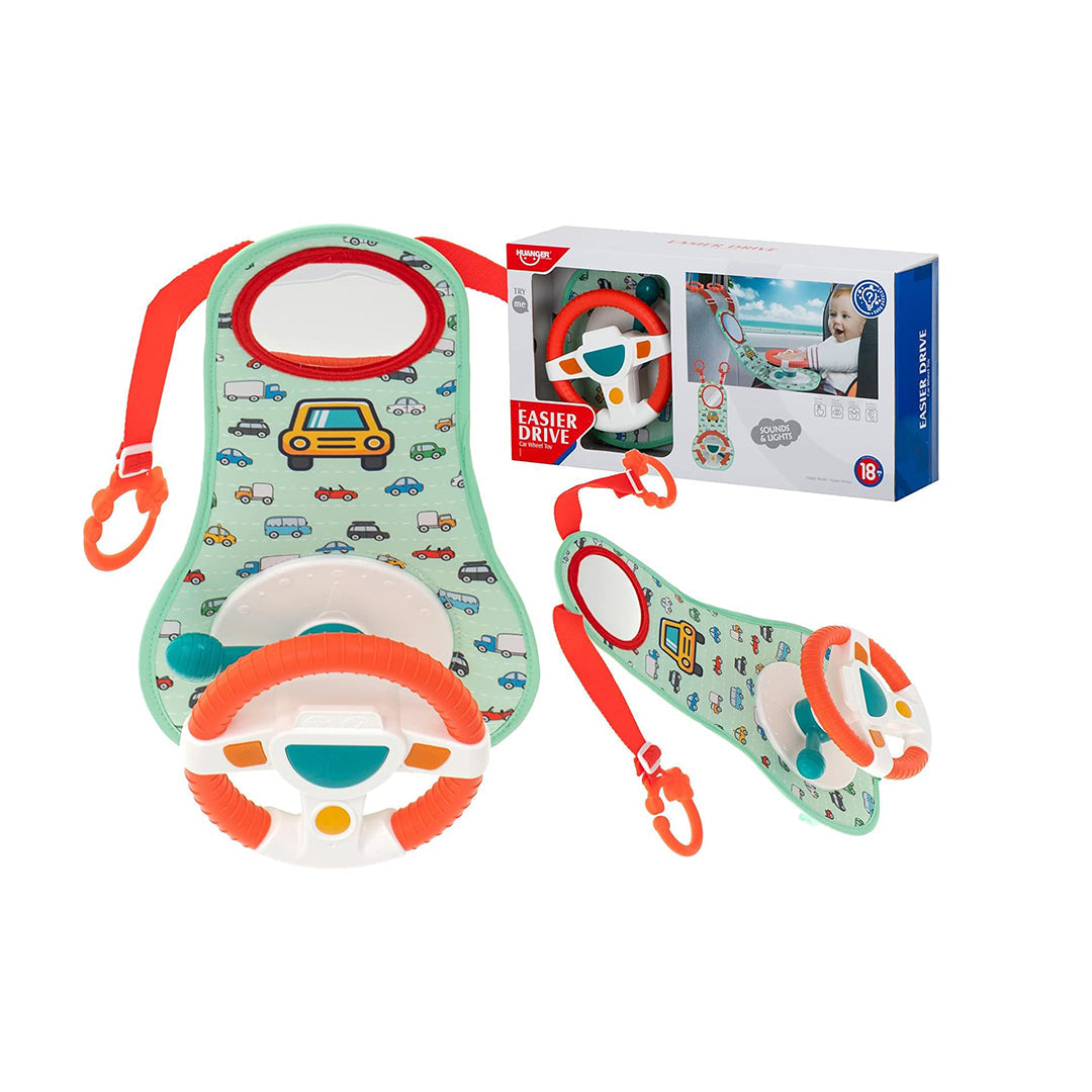 Huanger Interactive Car Steering Wheel - Baby Toy with Sounds & Mirror