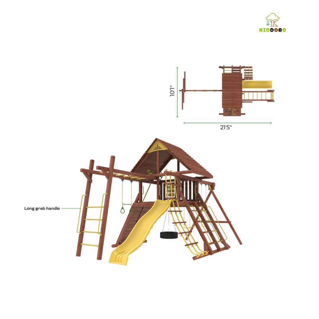 Kiddoro Discovery Den - Premium Kids Garden Swing & Slide Playset