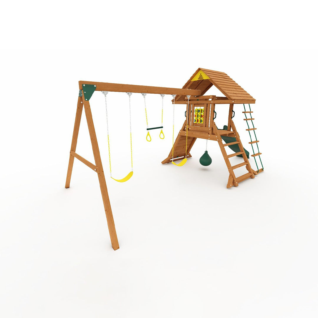 Kiddoro HillTop Heights - Wooden Garden Swing & Slide Playset