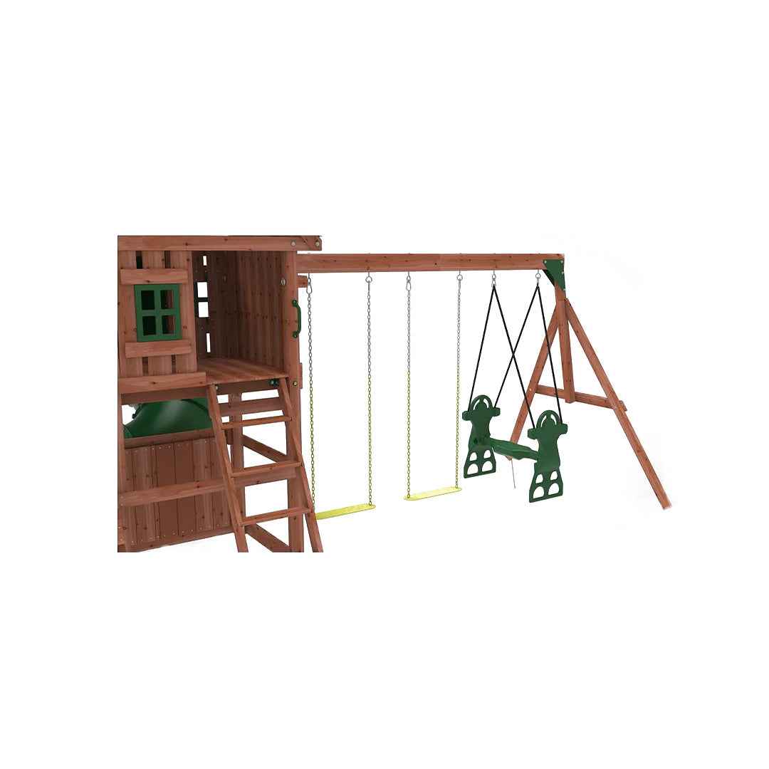 Kiddoro Little Heroes - Swing Set with Dual & Enclosed Tube Slides
