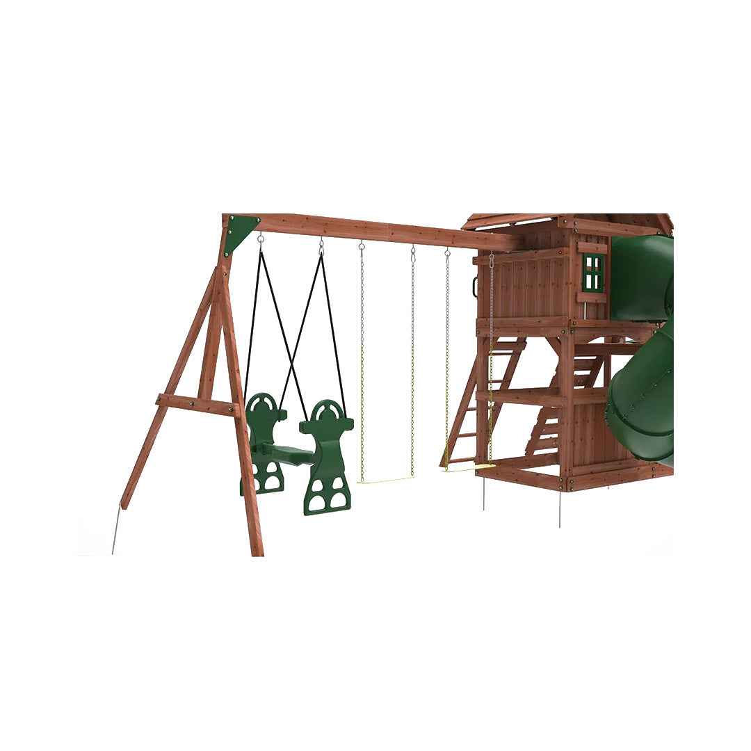 Kiddoro Little Heroes - Swing Set with Dual & Enclosed Tube Slides - Toyspry
