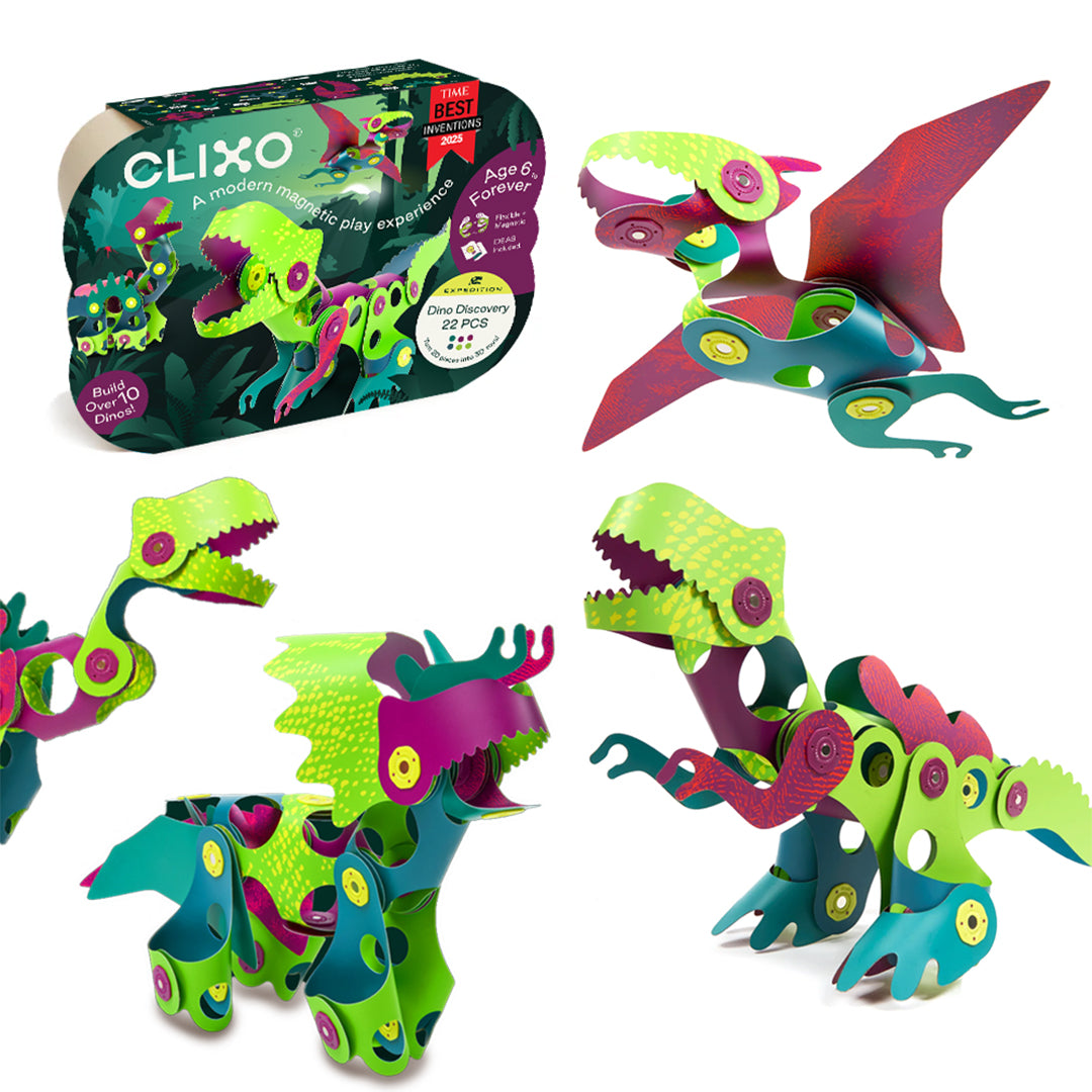 Non-toxic toys flexible modular geometric T-Rex and Triceratops construction kit for advanced educational toys UAE.