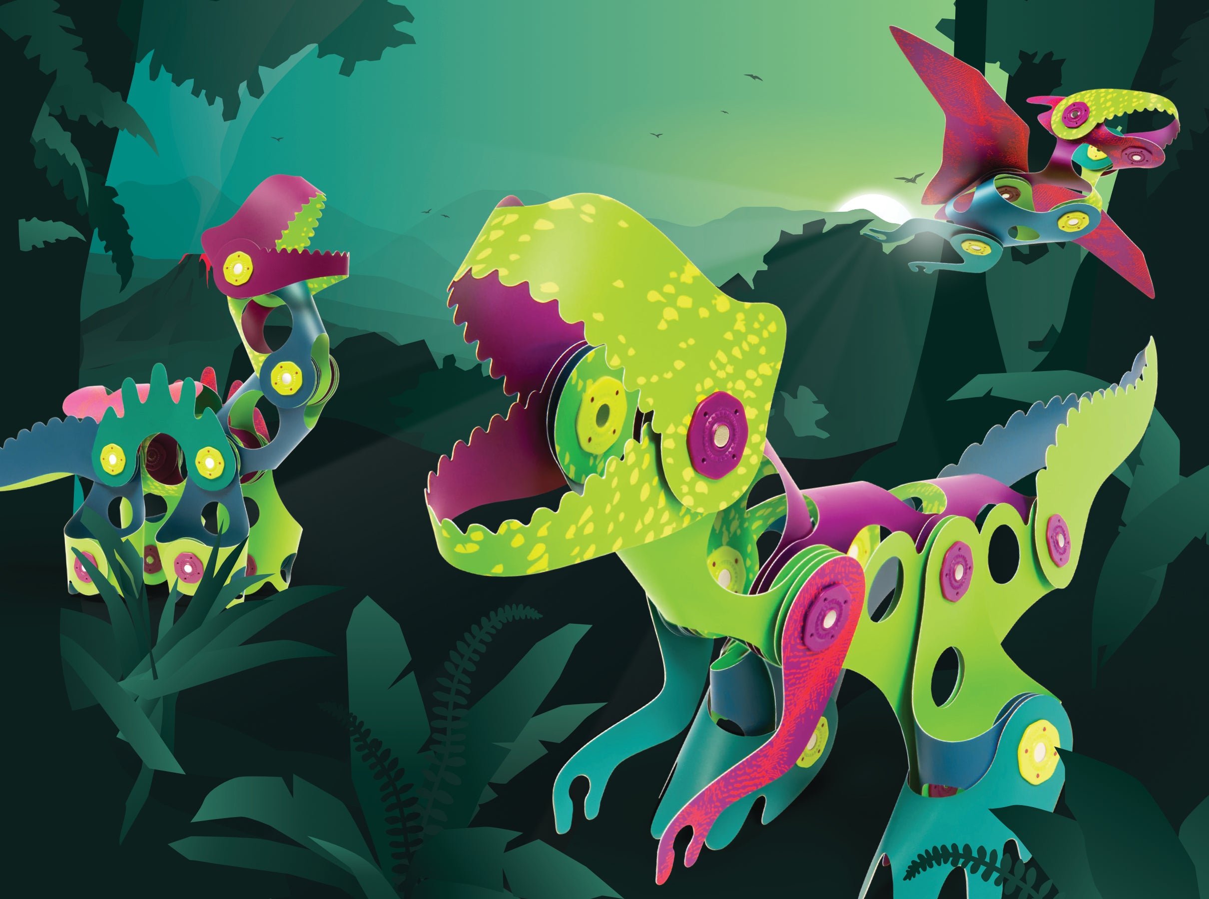 Clixo Dino Discovery Pack 22-piece flexible magnetic building shapes for kids toys UAE.
