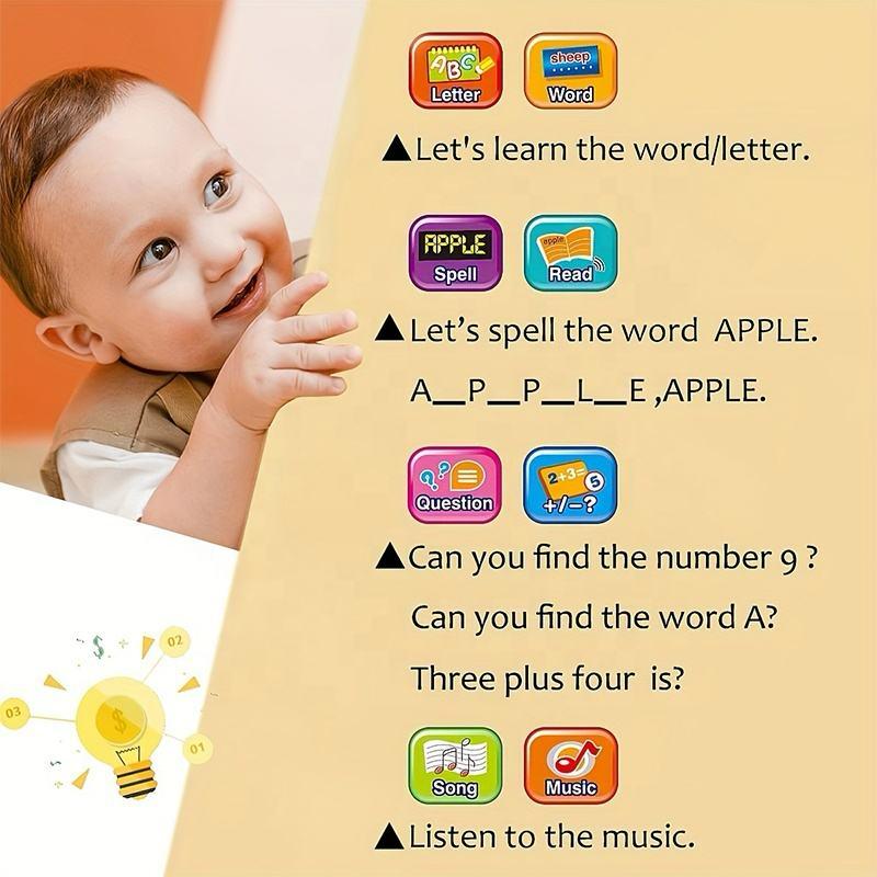 Kids Learning Pad with Interactive Questions & Piano Keyboard - Toyspry