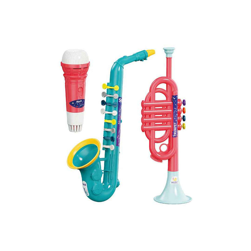 Kids Music Toy Set - Saxophone, Trumpet & Echo Mic
