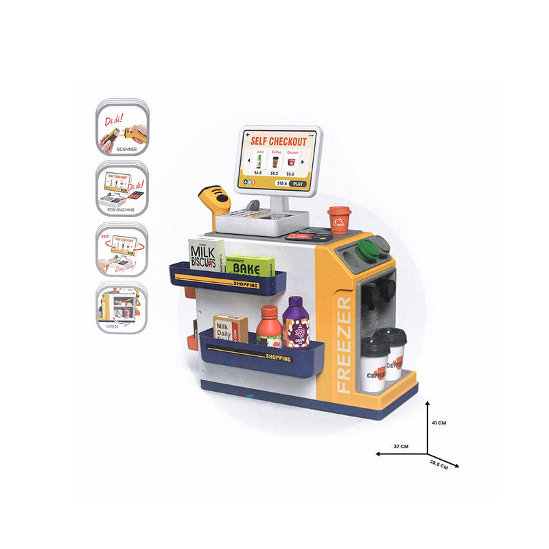 46-Piece Kids Supermarket Play Set with Scanner & POS Machine