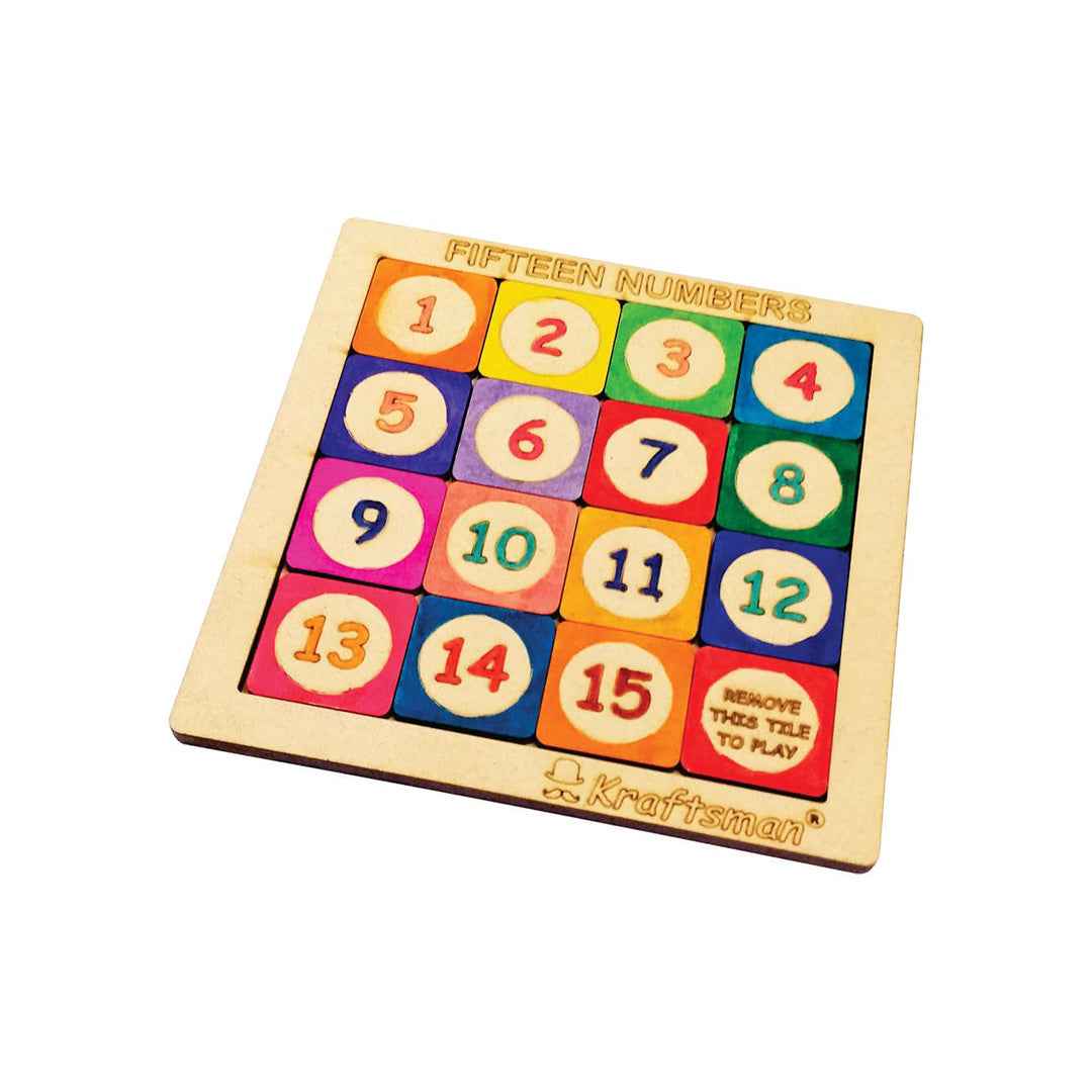 Kraftsman 15 Numbers Sliding Puzzle - Wooden Travel Game