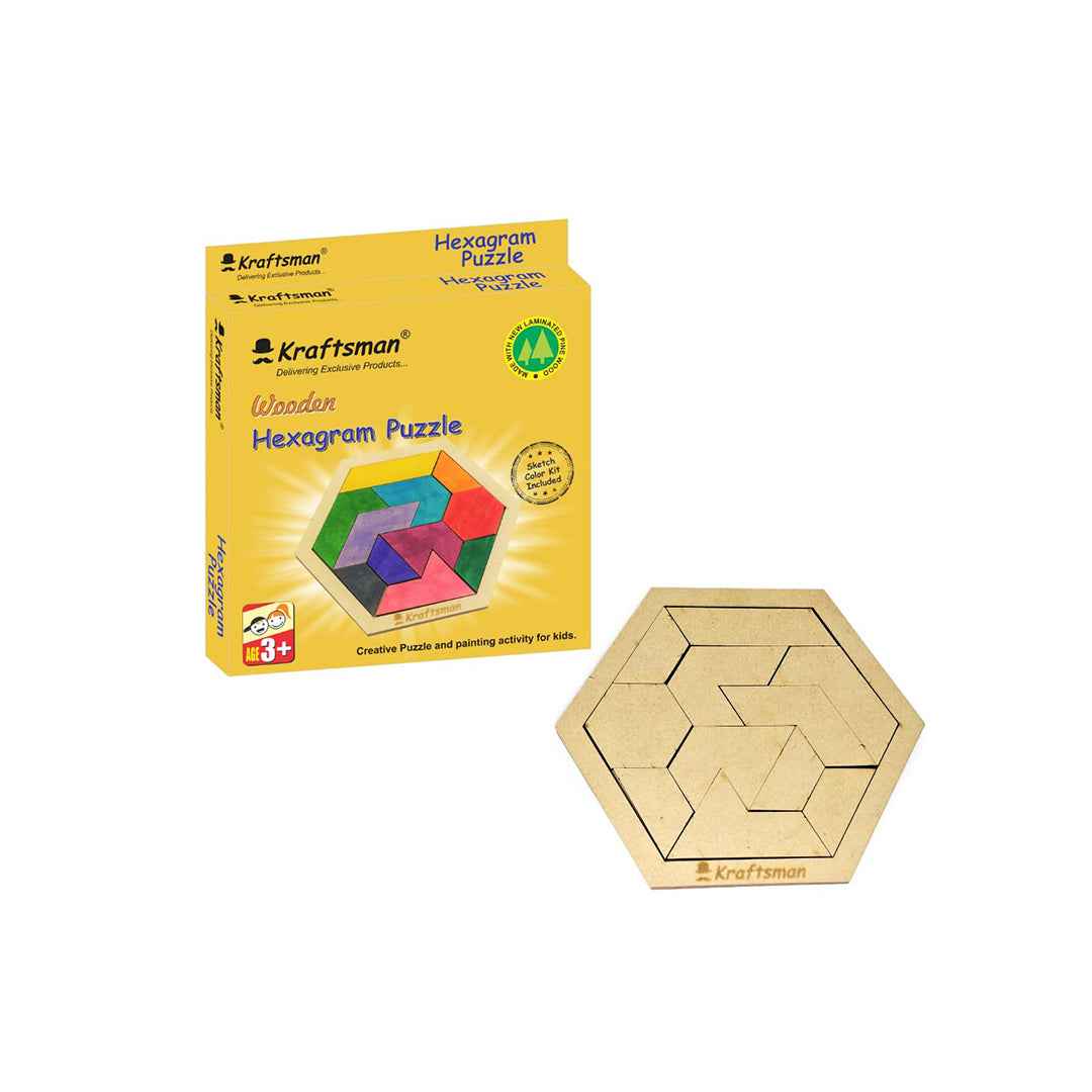 Kraftsman 11-Piece Hexagram Puzzle - DIY Color & Play Kit - Toyspry
