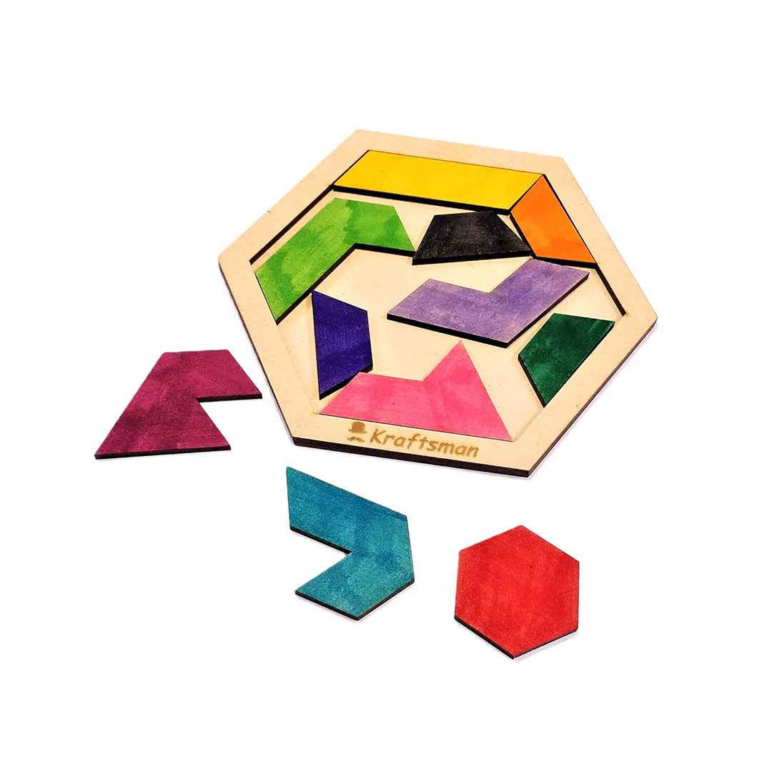 Kraftsman 11-Piece Hexagram Puzzle - DIY Color & Play Kit - Toyspry
