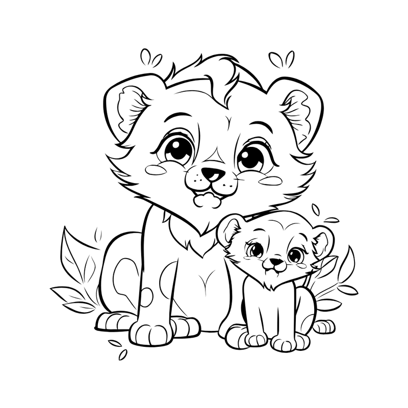 Lion Cubs Coloring Page | Free Digital Download
